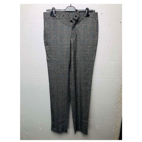 Alexander McQueen/亞歷山大麥昆 灰色方格男士長褲