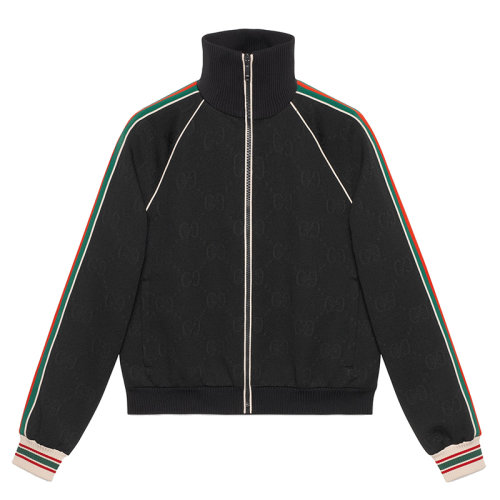 GUCCI/古馳 男士黑色GG提花針織拉鏈外套662270XJDE91043