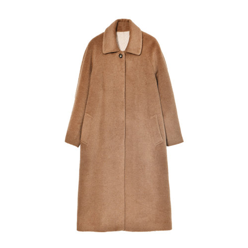 GeleiStory/GeleiStory秋冬新真絲駱馬絨繭型寬松保暖長款羊駝絨大衣毛呢女士大衣