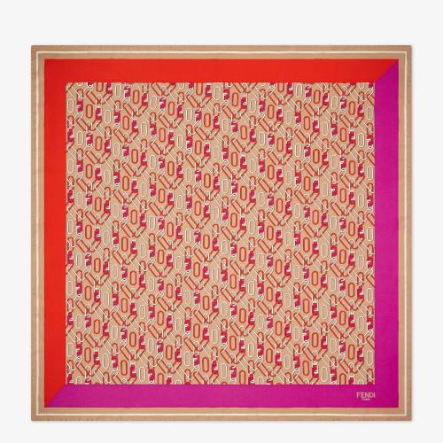  FENDI芬迪 22年秋冬 女士 圍巾 淺棕色桑蠶絲圍巾 FXT091AIXAF0H1N