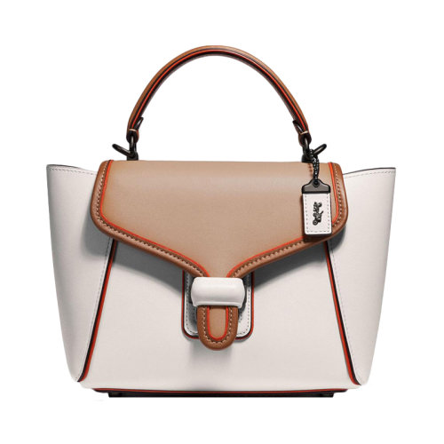 COACH/蔻馳 女士翻蓋搭扣手拎包 702 V5CAH 白色拼色