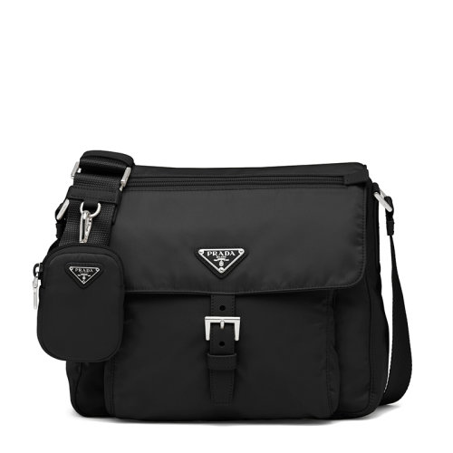 PRADA/普拉達(dá)  女士黑色再生尼龍附可拆卸肩帶斜跨單肩包1BD994_RV44_F0002_V_B1M