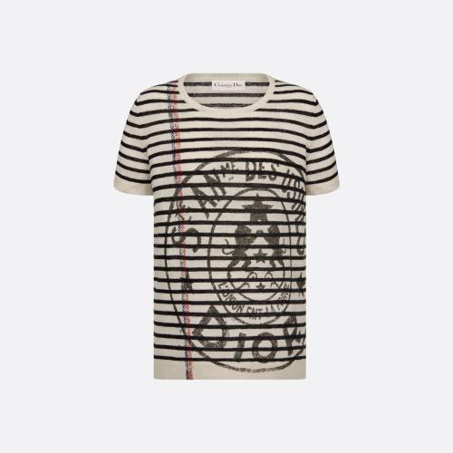  DIOR迪奧 22年秋冬 女士 針織衫 Dior 水手風短袖針織衫 244S28AM734_X0863