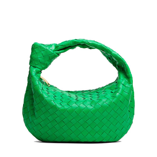 Bottega Veneta/葆蝶家 22新款Teen Jodie系列 女士鸚鵡綠色I(xiàn)ntrecciato羊皮革編織單肩手提包690225VCPP03722