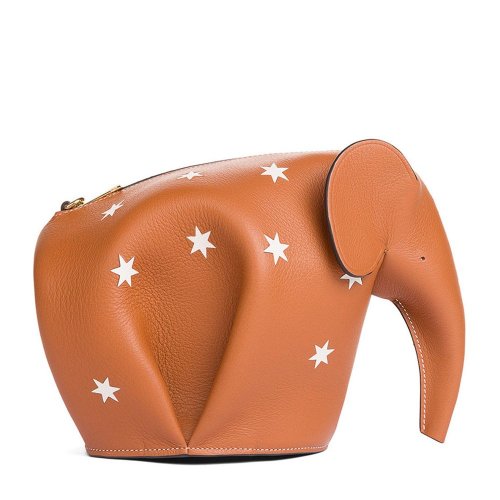 LOEWE/羅意威 女士皮質(zhì)小象單肩包迷你 199.41.M93 棕褐色/白色