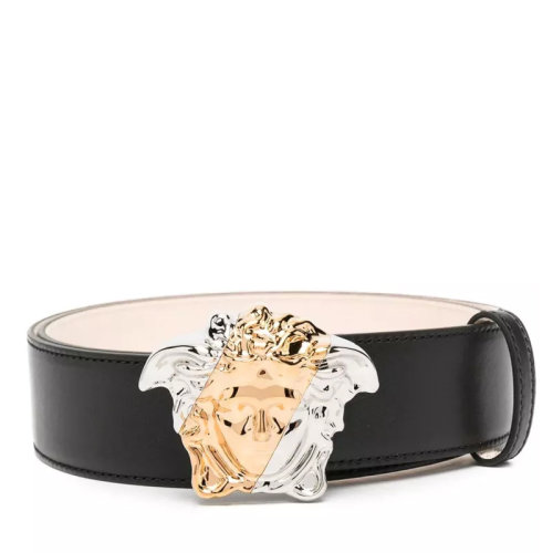 VERSACE/范思哲  男士黑色皮革時尚經(jīng)典金銀色美杜莎頭像板扣式皮帶腰帶  DCU8443-DV3TN-D41VP