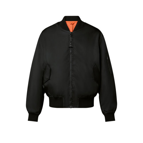 Louis Vuitton/路易威登 22年秋冬新款 男士橙色/黑色錦綸老花圖案雙面飛行員夾克1AA538