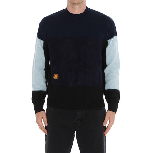 KENZO/高田賢三 男裝 服飾 混色圓領(lǐng)虎頭圖案時尚休閑 男士針織衫/毛衣