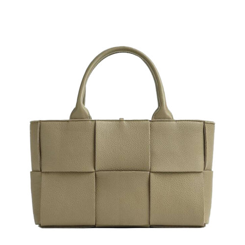 Bottega Veneta/葆蝶家 22新款A(yù)rco Tote系列 女士迷你咖色I(xiàn)ntreccio編織粒面牛皮革手提托特包709337VCP111520