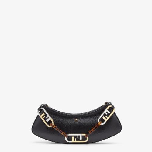  FENDI芬迪 22年秋冬 女士 手提包 黑色皮革手拿包 8BS068AHM0F19KX