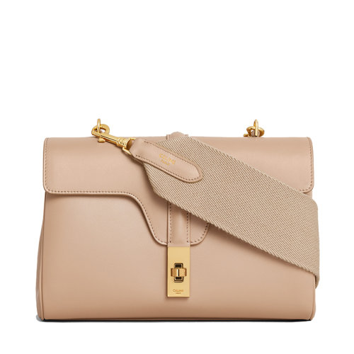 CELINE/賽琳 22新款16 TEEN系列 女士卡其色/獵裝色（safari）小牛皮金扣翻蓋開(kāi)合扭鎖斜跨單肩包196853CR4.03SA