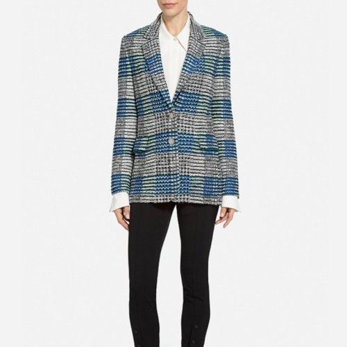 St.John/盛薔緞帶格子呢針織女士夾克K6100X1