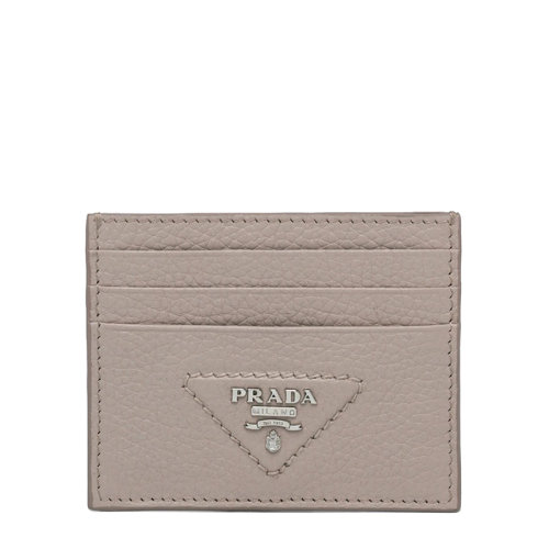 PRADA/普拉達(dá) 22年新款 女士粘土灰色皮革徽標(biāo)卡夾1MC025_2BBE_F0572