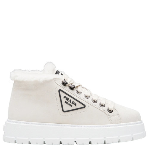 PRADA/普拉達  女士米色絨面小牛皮系帶踝靴1T490M_FDW_F0K74_F_ZF45