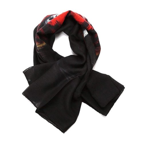 Givenchy/紀梵希 男士黑色羊絨真絲混紡圍巾方巾圍脖 1212GVSA717-001