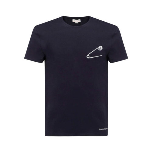 Alexander McQueen/亞歷山大麥昆 男裝 男士骷髏圖案印花棉質時尚休閑圓領短袖T恤 649874QQZ540903