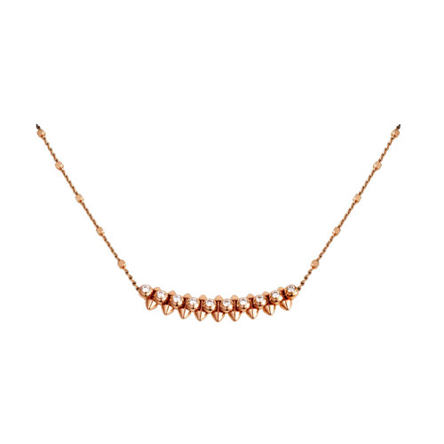 CARTIER/卡地亞 CLASH DE CARTIER系列 18K金玫瑰金子彈頭鉚釘鉆石項(xiàng)鏈N7424312