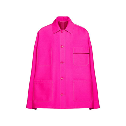 Valentino/華倫天奴 22年秋冬新款 Pink PP系列 男士亮粉色棉質(zhì)羊毛和真絲混紡襯衫外套1V0CIM278E9UWT