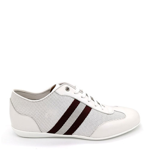BALLY/ 巴利 男士白色 紅白條紋皮質(zhì)系帶休閑運(yùn)動(dòng)鞋 6217449 CP WHIT