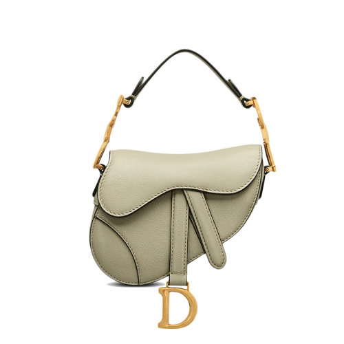 DIOR/迪奧 22新款SADDLE系列 女士超迷你款灰綠色羊皮革“D”形吊飾單肩斜挎手提馬鞍包S5685CCEH_M70H