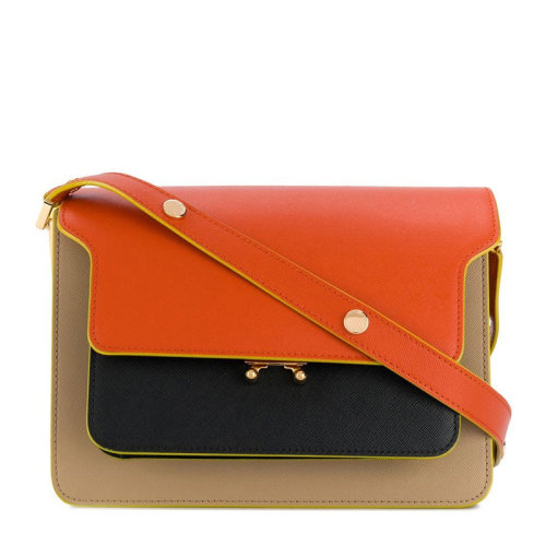 Marni/瑪尼 Trunk系列 女士小牛皮單肩包斜挎包風琴包