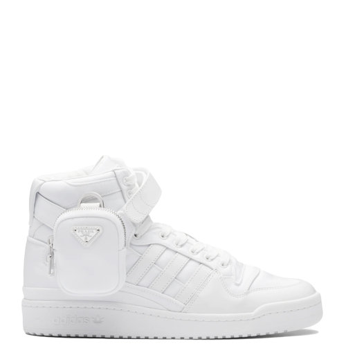 PRADA/普拉達 22年早春新款 ADIDAS聯名系列 男女同款白色啞光皮革和再生尼龍高幫運動鞋2TG193_3LJX_F01CD