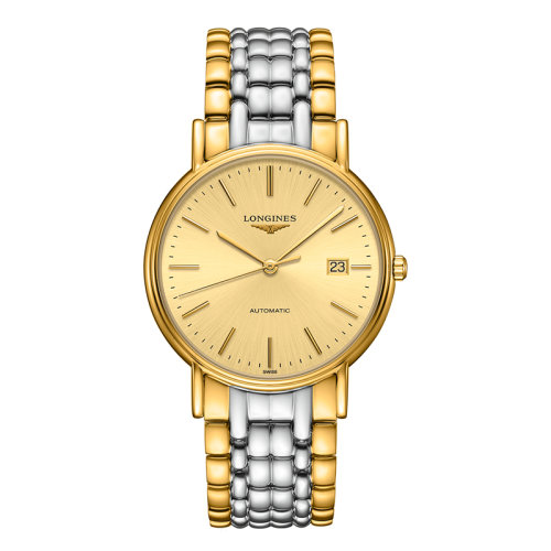 LONGINES/浪琴  時尚系列 自動機械表金盤精鋼黃色PVD表帶男表38.5毫米L4.921.2.32.7