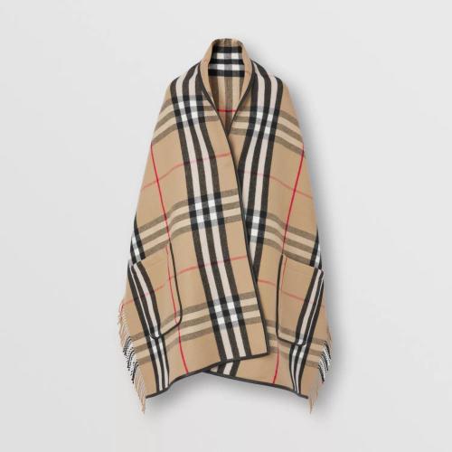  BURBERRY 22年秋冬 女士 格紋羊毛混紡披肩 80496921