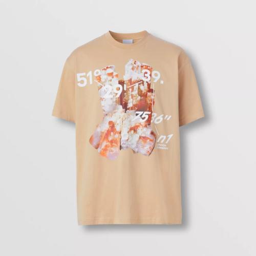  BURBERRY 22年秋冬 男士 人造水晶裝飾坐標印花棉質 T 恤衫 80614131