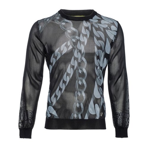  VERSACE JEANS COUTURE 男士黑色棉質(zhì)針織衫/毛衣 B5GLB808 6638 899 PLFSX