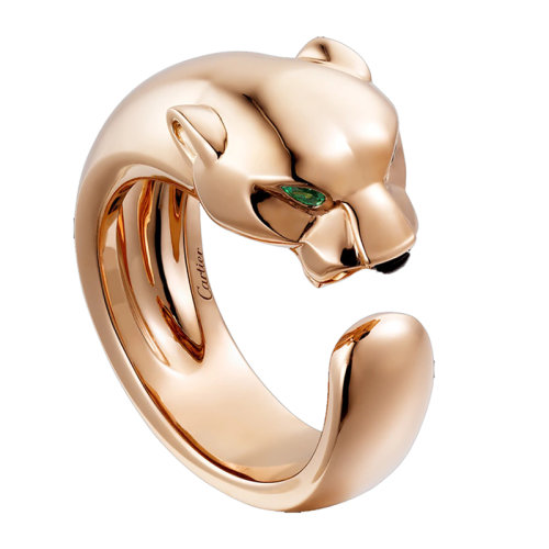 CARTIER/卡地亞  PANTHèRE系列 玫瑰金石榴石瑪瑙獵豹指環(huán)B4215900