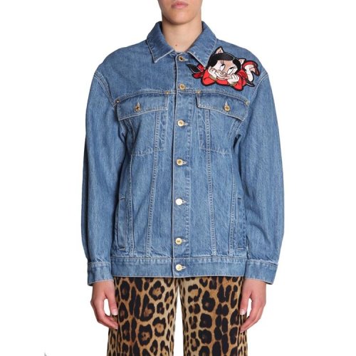 MOSCHINO/莫斯奇諾  春夏 牛仔外套 女性 logo 卡通印花 牛仔藍(lán)色 女士夾克 0579_10201295