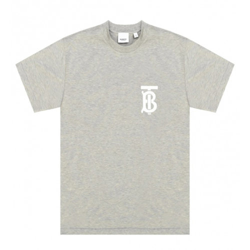 BURBERRY 博柏利 巴寶莉 女士 服裝 灰色白色字母LOGO圓領(lǐng)短袖棉質(zhì)T恤 女士短袖T恤