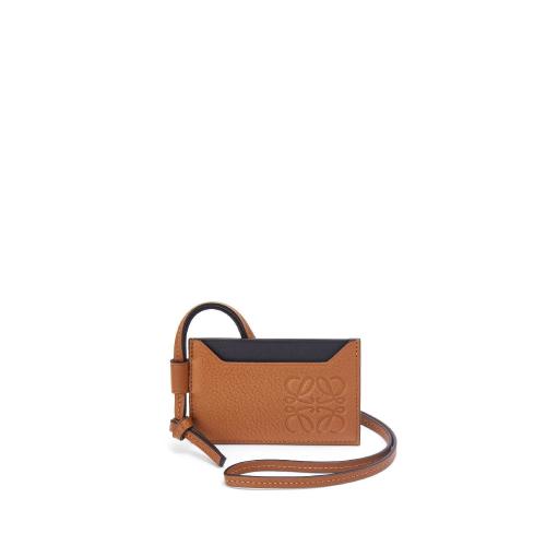  LOEWE羅意威 22年秋冬 男士 卡包 Brand plain cardholder necklace in grained calfskin C500