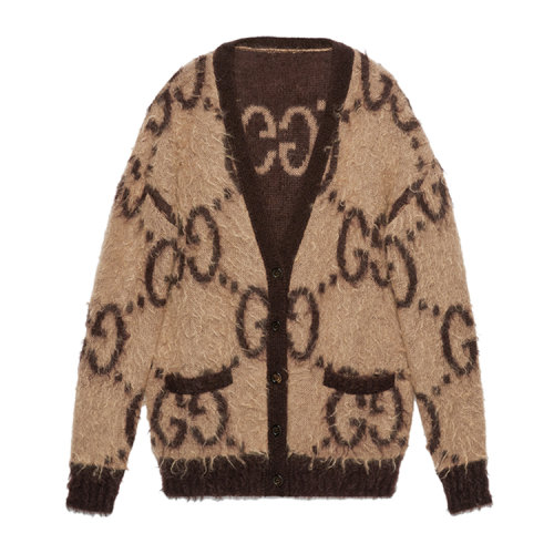 GUCCI/古馳 雙面GG馬海毛羊毛混紡開衫女士針織衫/毛衣 635160 XKBK2