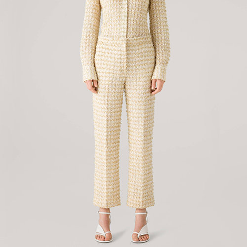 St.John/盛薔21早秋睫毛紗修身針織微喇九分褲女士休閑褲K824001