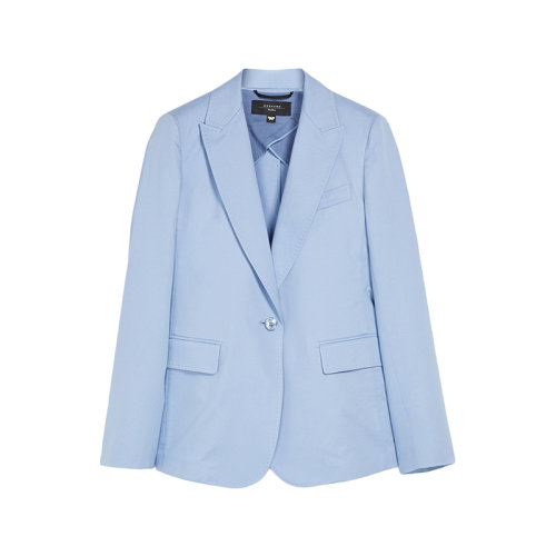 MaxMara/麥絲瑪拉 22年早春新款 GELOSIA系列 女士天藍色棉麻混紡斜紋面料西裝外套夾克5041032106009