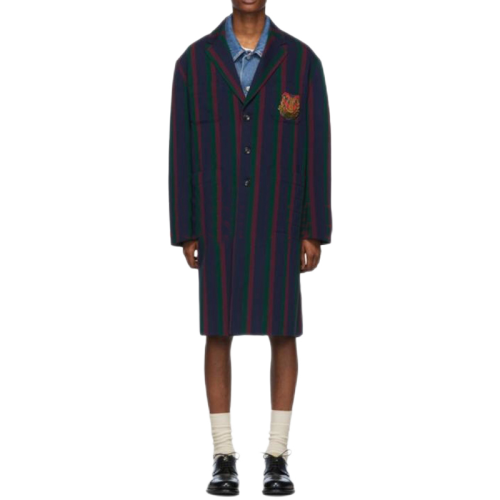 Gucci 古馳 里拉琴刺繡款男士條紋大衣 bi 拼色 52