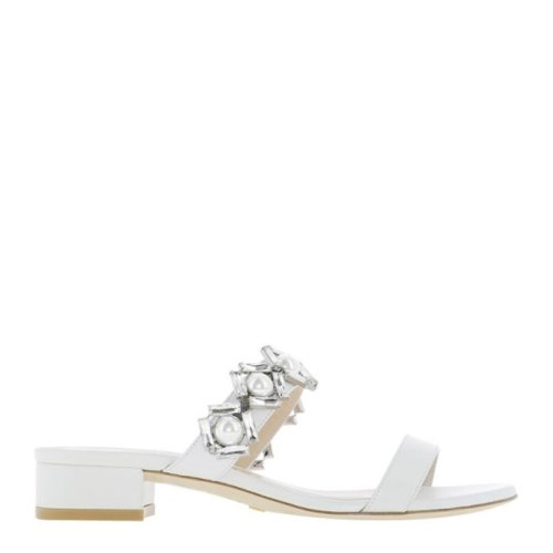 STUART WEITZMAN 思緹韋曼 女士 鞋靴  白色皮質(zhì)高跟涼鞋拖鞋 女士涼拖