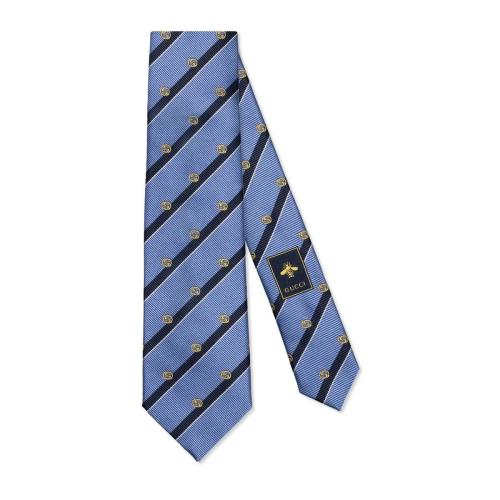  GUCCI古馳 22年秋冬 男士 互扣式雙G條紋真絲領(lǐng)帶 660058 4E002 4568