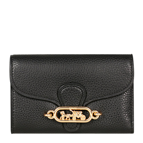 COACH/蔻馳女士黑色皮質(zhì)零錢包短款錢包卡包?x88099IMBLK