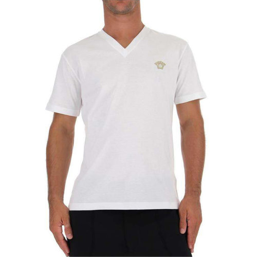 VERSACE 范思哲 男士服裝 V領(lǐng)美杜莎圖案棉質(zhì)半袖T恤 男士短袖T恤