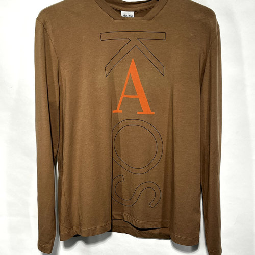 ARMANI COLLEZIONI/阿瑪尼卡爾茲 淺咖色男士長(zhǎng)袖T恤