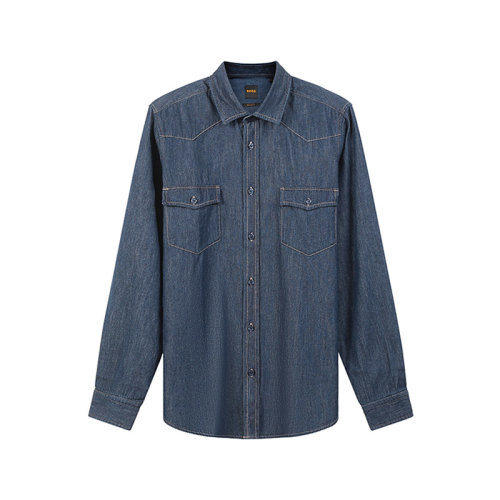 HUGO BOSS/雨果博斯【22春夏新款】男士棉質(zhì)長袖休閑牛仔襯衫外套 50472004