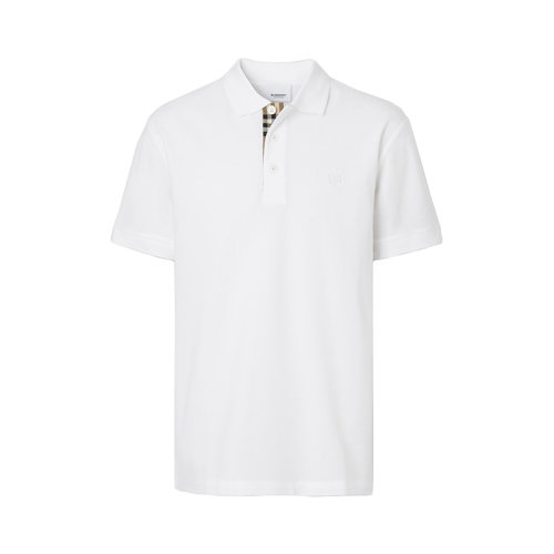 BURBERRY/博柏利 22年春夏新款 男士白色純棉珠地網眼布專屬標識裝飾短袖Polo衫80552291