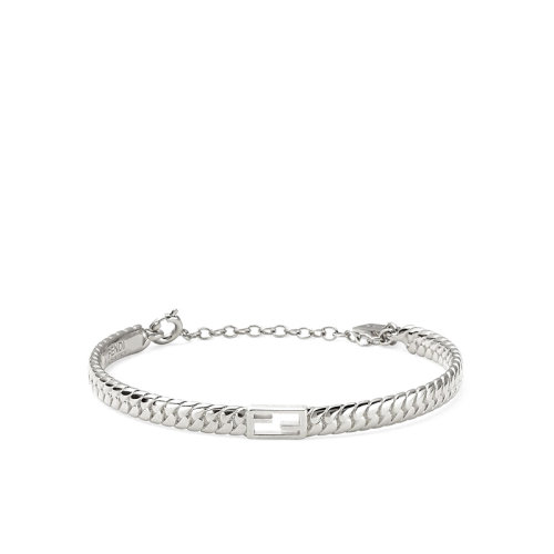 FENDI/芬迪  Baguette系列 女士銀色金屬飾有網(wǎng)狀鏈和FF Baguette圖案手鏈8AG987B08F0TH0