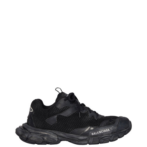Balenciaga/巴黎世家 22年春夏新款 TRACK.3系列 女士黑色網(wǎng)布尼龍做舊效果運動鞋700873W3RF11090
