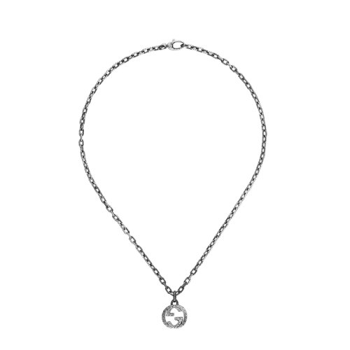 GUCCI/古馳 22春夏新款 純銀互扣式印花雙G織紋鏈夾扣吊墜項(xiàng)鏈455307J84000811