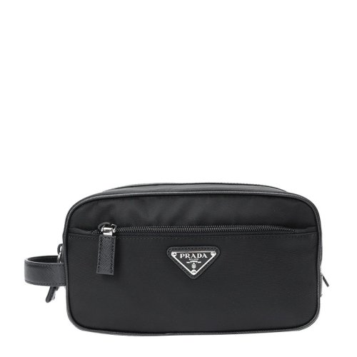 PRADA/普拉達 男女同款 中性尼龍黑色手拿包洗漱包收納包