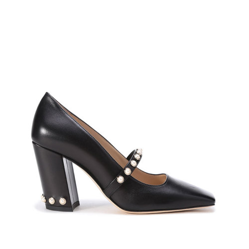 Jimmy Choo/周仰杰【22年新款】女士皮革鉚釘裝飾方頭高跟鞋皮鞋 HOSKA 85 NPQ